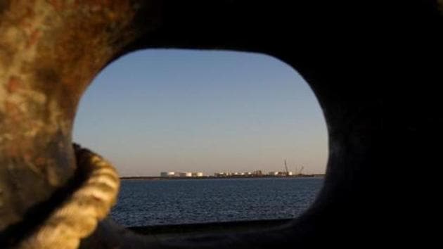 A general view of an oil dock is seen from a ship at the port of Kalantari in the city of Chabahar, 300 km (186 miles) east of the Strait of Hormuz, Iran.(REUTERS)