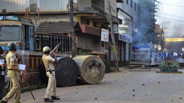 The police then resorted to a lathicharge and in return the crowd threw stones and became violent, threatening the lives of the officers. From hereon, there are conflicting versions and the matters seem to have escalated, with the police opening fire, resulting in the death of two men, aged 49 and 23 years. (PTI) The police then resorted to a lathicharge and in return the crowd threw stones and became violent, threatening the lives of the officers. From hereon, there are conflicting versions and the matters seem to have escalated, with the police opening fire, resulting in the death of two men, aged 49 and 23 years. (PTI)