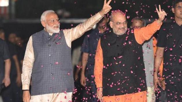 Prime Minister Narendra Modi with home minister Amit Shah (Arvind Yadav/HT PHOTO) Prime Minister Narendra Modi with home minister Amit Shah (Arvind Yadav/HT PHOTO)