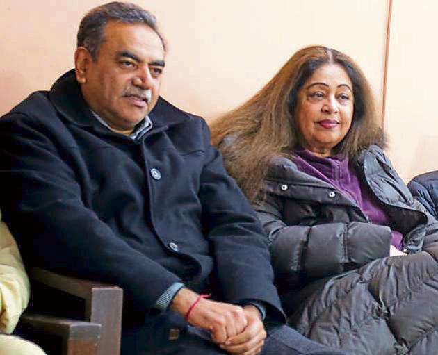 Chandigarh BJP president Sanjay Tandon and MP Kirron Kher at the event at Sector 37 in Chandigarh on Sunday. (Sanjeev Sharma/HT Photo) Chandigarh BJP president Sanjay Tandon and MP Kirron Kher at the event at Sector 37 in Chandigarh on Sunday. (Sanjeev Sharma/HT Photo)