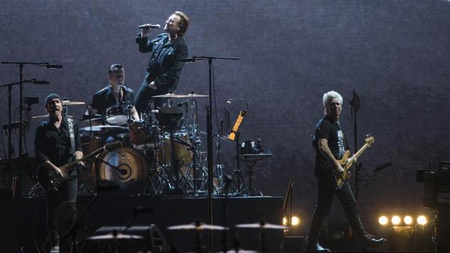 Irish rock band U2 performs at D.Y. Patil Stadium, Nerul in Mumbai, Maharashtra. (Pratik Chorge / HT Photo) Irish rock band U2 performs at D.Y. Patil Stadium, Nerul in Mumbai, Maharashtra. (Pratik Chorge / HT Photo)