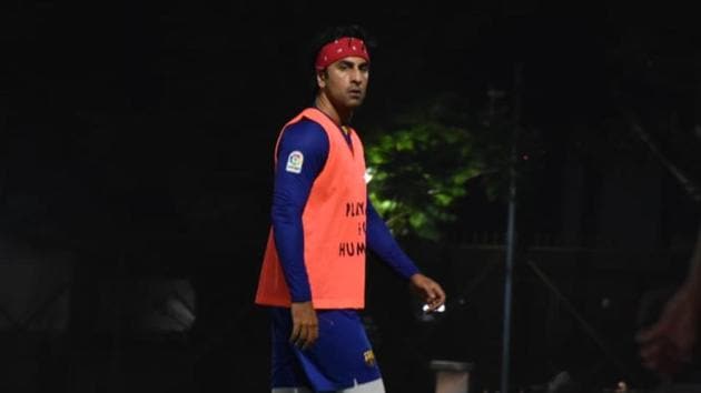 Ranbir Kapoor at the football match on Sunday evening. (Varinder Chawla) Ranbir Kapoor at the football match on Sunday evening. (Varinder Chawla)