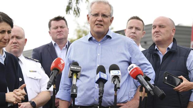 Australia's Prime Minister Scott Morrison, addresses the people about steps taken to curb the deadly bushfires and his focus on the Australian economy respectively. (AP) Australia's Prime Minister Scott Morrison, addresses the people about steps taken to curb the deadly bushfires and his focus on the Australian economy respectively. (AP)