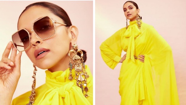 Deepika wore a lot of Sabyasachi in the past year, but of the many looks this lemon yellow high-necked concept ruffled saree wowed us. The gorgeous earrings and sunglasses were perfect. (INSTAGRAM)