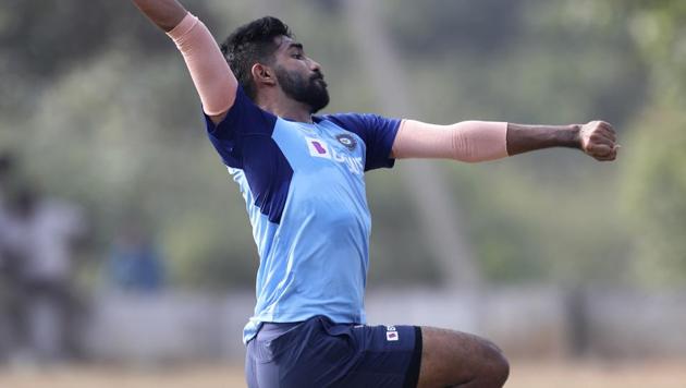 India's Jasprit Bumrah bowls in the nets during a training session ahead of their second one day international cricket match against West Indies in Visakhapatnam (AP) India's Jasprit Bumrah bowls in the nets during a training session ahead of their second one day international cricket match against West Indies in Visakhapatnam (AP)