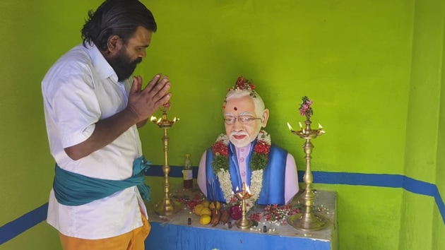 A 50-year-old worker of the Prime Minister’s Bharatiya Janata Party (BJP) from Tamil Nadu’s Trichy district built a temple to honour and worship him on his farm.(Sourced)