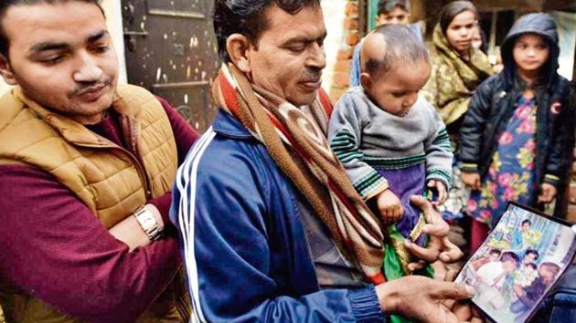 Mohammed Chand, father-in-law of one of the victims, Noor Mohammed, at his residence in Muzaffarnagar.(Biplov Bhuyan / Hindustan Times)