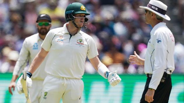 Steve Smith was involved in a heated spat with Nigel Llong(Twitter/Fox Cricket)