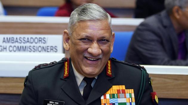 Chief of Army Staff Gen Bipin Singh Rawat during the launch of the Atal Bhujal Yojana, in New Delhi on Wednesday.(ANI Photo) Chief of Army Staff Gen Bipin Singh Rawat during the launch of the Atal Bhujal Yojana, in New Delhi on Wednesday.(ANI Photo)