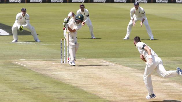 South Africa's Dean Elgar is dismissed by England's James Anderson.(REUTERS)