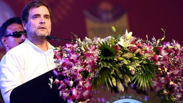 Chhattisgarh, Dec 27 (ANI): Congress leader Rahul Gandhi addresses during the National Tribal Dance Festival in Raipur on Friday. (ANI Photo)