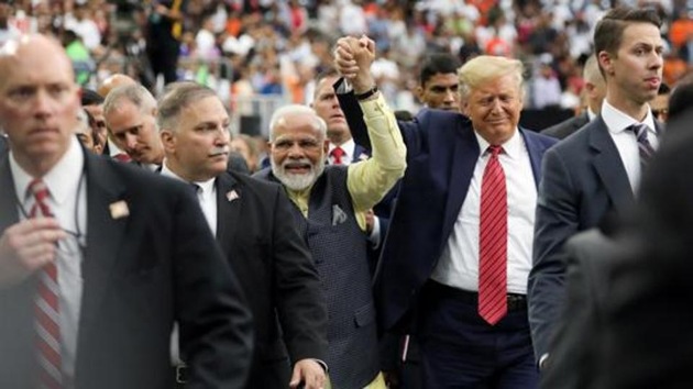 US President Donald Trump participates in the “Howdy Modi” event with India’s Prime Minister Narendra Modi in Houston, Texas, US. (Photo: Reuters) US President Donald Trump participates in the “Howdy Modi” event with India’s Prime Minister Narendra Modi in Houston, Texas, US. (Photo: Reuters)