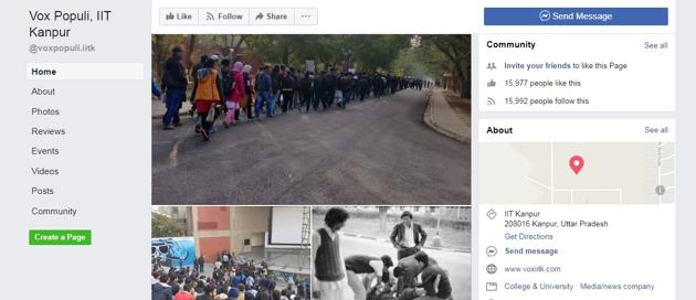 Facebook page Vox Populi is run by students of IIT, Kanpur.