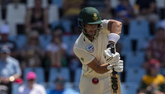 South Africa's batsman Aiden Markram plays a delivery from England's bowler Stuart Broad(AP)