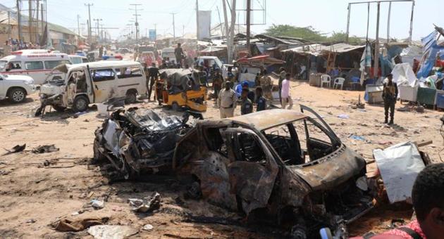 A general view shows the scene of a car bomb explosion at a checkpoint in Mogadishu, Somalia December 28, 2019(REUTERS) A general view shows the scene of a car bomb explosion at a checkpoint in Mogadishu, Somalia December 28, 2019(REUTERS)