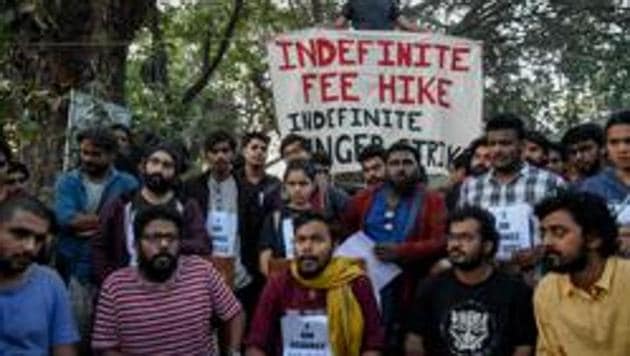 V Aadith and Rajashri Majumdar, the two student representatives and office-bearers of the FTII student association, had initiated an indefinite hunger strike on December 16, in protest of the “constant hikes in tuition fees and unreasonably high entrance exam fees”.(HT/PHOTO) V Aadith and Rajashri Majumdar, the two student representatives and office-bearers of the FTII student association, had initiated an indefinite hunger strike on December 16, in protest of the “constant hikes in tuition fees and unreasonably high entrance exam fees”.(HT/PHOTO)