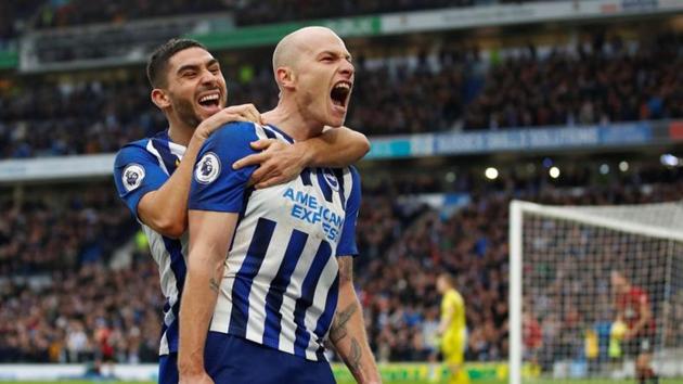 Brighton & Hove Albion's Aaron Mooy celebrates scoring their second goal.(REUTERS) Brighton & Hove Albion's Aaron Mooy celebrates scoring their second goal.(REUTERS)