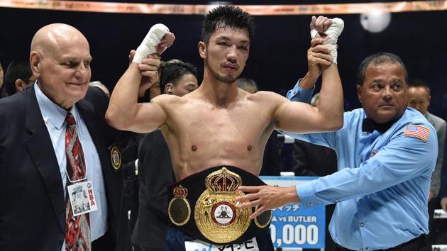 Japan’s Ryota Murata (C) celebrates his win over Canada’s Steven Butler after their WBA middleweight title match at Yokohama Arena in Yokohama, Kanagawa prefecture. (Kazuhiro Nogi / AFP) Japan’s Ryota Murata (C) celebrates his win over Canada’s Steven Butler after their WBA middleweight title match at Yokohama Arena in Yokohama, Kanagawa prefecture. (Kazuhiro Nogi / AFP)
