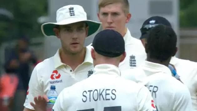 Stuart Broad and Ben Stokes involved in an ugly spat.(Video grab)
