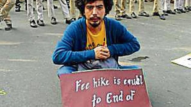 JNU students have been protesting since October 28 this year.(Amal KS/HT file PHOTO) JNU students have been protesting since October 28 this year.(Amal KS/HT file PHOTO)