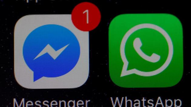 WhatsApp and Facebook messenger icons are seen on an iPhone.(REUTERS)