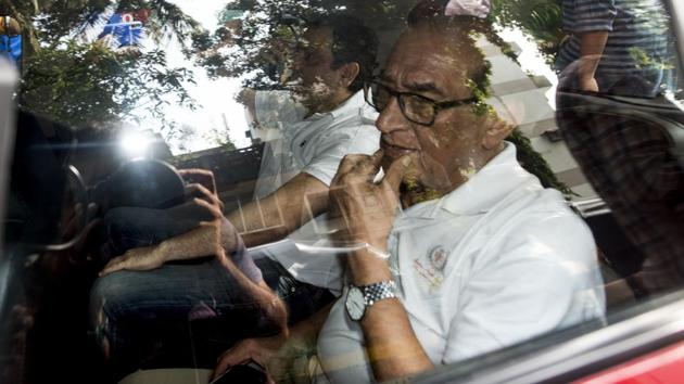 Late actor Kushal Punjabi's father leaves after visiting his son’s apartment at Bandra West in Mumbai, Maharashtra. Kushal Punjabi committed suicide at his home late on Thursday night. (Satyabrata Tripathy / HT Photo)