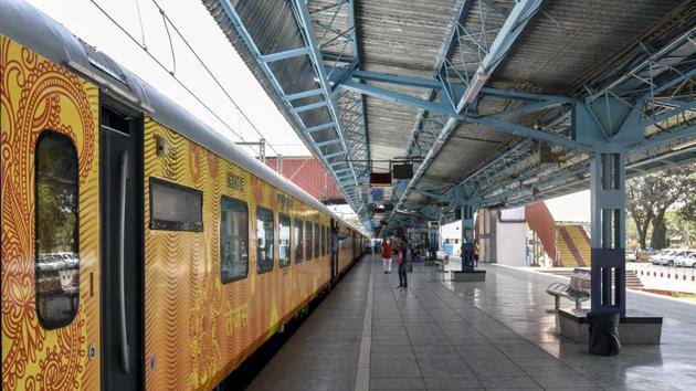 Indian railways’ first privately operated Tejas Express(Kunal Patil/HT Photo)