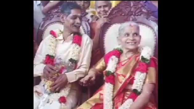 Lakshmi Ammal had met Kochaniyan Menon at the old age home and the two fell in love.(Twitter/@ANI)