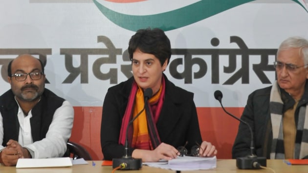 AICC General secretary and U P in-charge Priyanka Gandhi Vadra while addressing a press conference at UPCC headquarter on Monday, December 30,2019. (Deepak Gupta/HT Photo) AICC General secretary and U P in-charge Priyanka Gandhi Vadra while addressing a press conference at UPCC headquarter on Monday, December 30,2019. (Deepak Gupta/HT Photo)