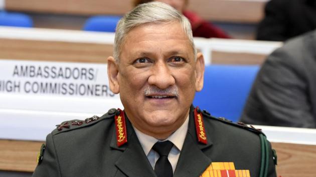 Chief of Army Staff of the Indian Army General Bipin Rawat during Prime Minister Narendra Modi’s launch of the Atal Bhujal Yojana and Atal Tunnel Yojna at Vigyan Bhawan, New Delhi.(Sonu Mehta/HT PHOTO)