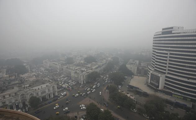 An aerial view of Connaught Place on a cold winter day in New Delhi. Delhi on Sunday registered its 16th successive “severe cold day”, the longest spell of such weather conditions in December in the past 22 years, according to IMD. The minimum temperature was at 2 degrees Celsius. (Amal KS / HT Photo) An aerial view of Connaught Place on a cold winter day in New Delhi. Delhi on Sunday registered its 16th successive “severe cold day”, the longest spell of such weather conditions in December in the past 22 years, according to IMD. The minimum temperature was at 2 degrees Celsius. (Amal KS / HT Photo)