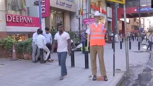 “The idea is not to scare anybody, the idea is to increase the compliance,” city police commissioner Bhaskar Rao told AFP.(Twitter/@ANI) “The idea is not to scare anybody, the idea is to increase the compliance,” city police commissioner Bhaskar Rao told AFP.(Twitter/@ANI)