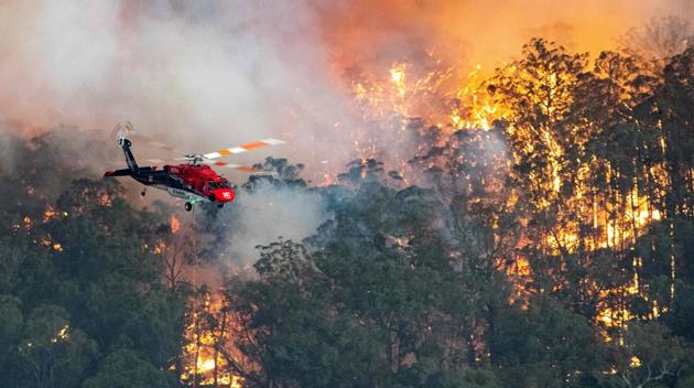 Aerial view of bushfires near Bairnsdale in Victoria's East Gippsland region. Australia’s unprecedented bushfires have been burning for months, but the latest in a series of heatwaves and high winds have wrought new devastation. The crisis has hit cities like Sydney and Melbourne, home to several million people. (Tate Government of Victoria/AFP) Aerial view of bushfires near Bairnsdale in Victoria's East Gippsland region. Australia’s unprecedented bushfires have been burning for months, but the latest in a series of heatwaves and high winds have wrought new devastation. The crisis has hit cities like Sydney and Melbourne, home to several million people. (Tate Government of Victoria/AFP)