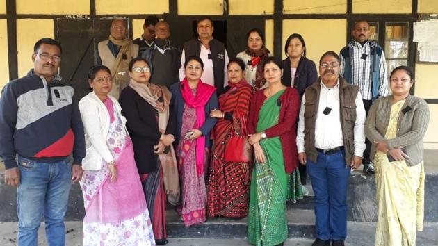 Assam government employees wear black badges to work on Tuesday in protest against Citizenship Amendment Act. (HT Photo) Assam government employees wear black badges to work on Tuesday in protest against Citizenship Amendment Act. (HT Photo)