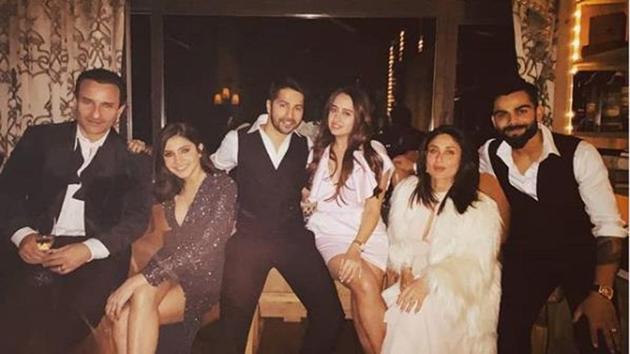 Bollywood stars - Kareena, Saif, Varun, his girlfriend Natasha, Virat and Anushka - party in Europe. Bollywood stars - Kareena, Saif, Varun, his girlfriend Natasha, Virat and Anushka - party in Europe.