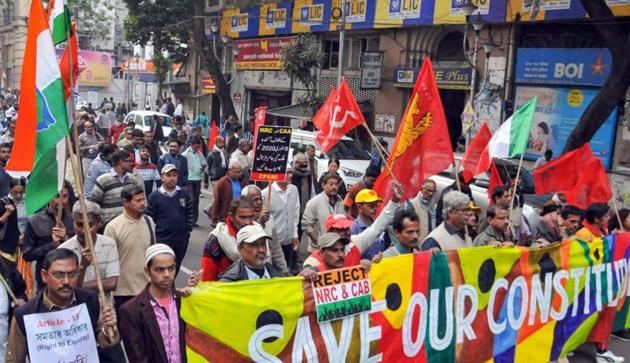 Left Front parties and Congress workers participate in a joint protest rally against CAA, NRC and NPR, Kolkata, December 27, 2019(PTI) Left Front parties and Congress workers participate in a joint protest rally against CAA, NRC and NPR, Kolkata, December 27, 2019(PTI)