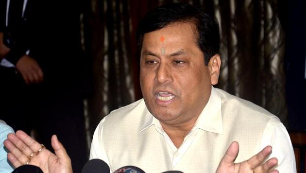 Assam Chief Minister Sarbananda Sonowal addressing a press conference(ANI Photo)