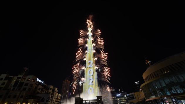Fireworks explode at the Burj Khalifah, the world’s tallest building, on New Year's Eve to welcome 2020 in Dubai. (AFP) Fireworks explode at the Burj Khalifah, the world’s tallest building, on New Year's Eve to welcome 2020 in Dubai. (AFP)