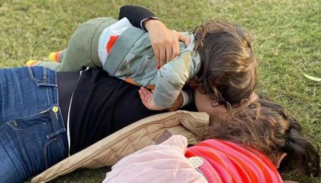 Mira Rajput with her kids, Misha and Zain Kapoor.