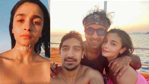 Alia Bhatt with Ranbir Kapoor and Ayan Mukerji during their New Year vacation.