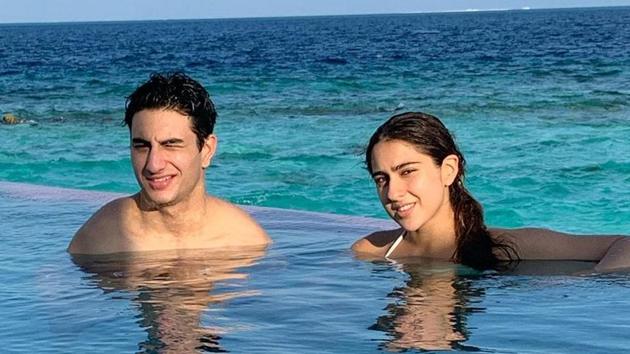 Sara Ali Khan Kicks Off New Year 2020 With A Dip In The Pool With Brother Ibrahim See Pics 