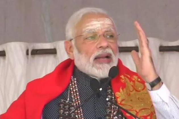 Prime Minister Narendra Modi addressing a rally in Karnataka’s Tumakuru on Thursday. (ANI Photo) Prime Minister Narendra Modi addressing a rally in Karnataka’s Tumakuru on Thursday. (ANI Photo)