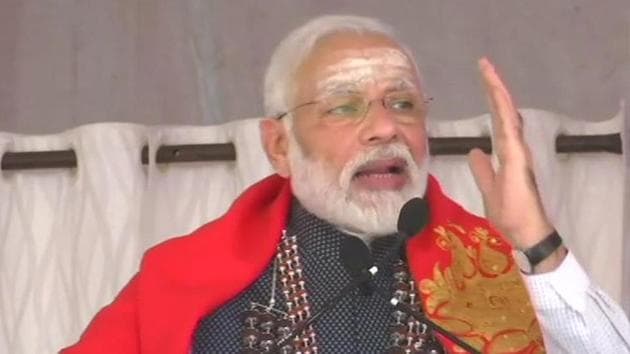 Prime Minister Narendra Modi addressing a rally in Karnataka’s Tumakuru on Thursday. (ANI photo) Prime Minister Narendra Modi addressing a rally in Karnataka’s Tumakuru on Thursday. (ANI photo)