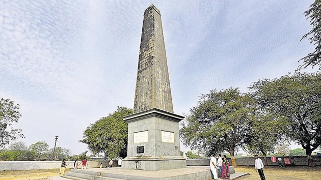 The victory memorial at Bhima Koregaon where the violence erupted.(HT/PHOTO)