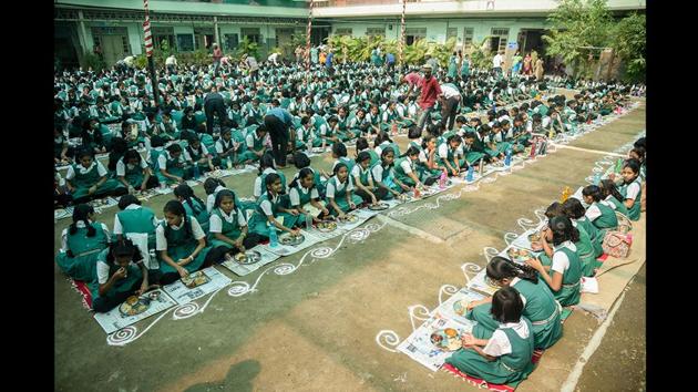 On the occasion, the students were offered food by the school authorities. Savitribai and her husband were instrumental in setting up ‘Satyashodhak Samaj’ (Society of truth-seekers), which championed progressive ideas, denounced the dowry custom and encouraged marriage without exchange of dowry. (Sanket Wankhade / HT Photo) On the occasion, the students were offered food by the school authorities. Savitribai and her husband were instrumental in setting up ‘Satyashodhak Samaj’ (Society of truth-seekers), which championed progressive ideas, denounced the dowry custom and encouraged marriage without exchange of dowry. (Sanket Wankhade / HT Photo)