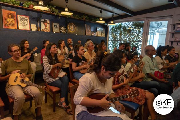 A Ukulele session by musician Gladson Peter conducted in Mumbai.(UKExperience)