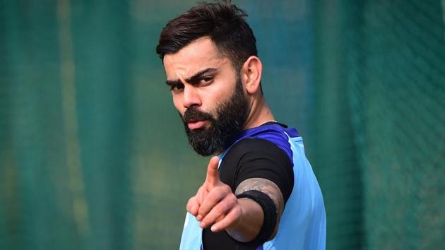 File image of India skipper Virat Kohli in action during a training session.(PTI)