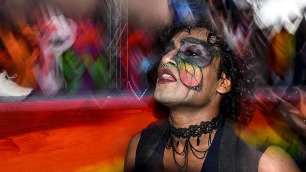 A participant is seen during the Rainbow Pride Walk in Kolkata on December 29. (Ranita Roy / REUTERS)