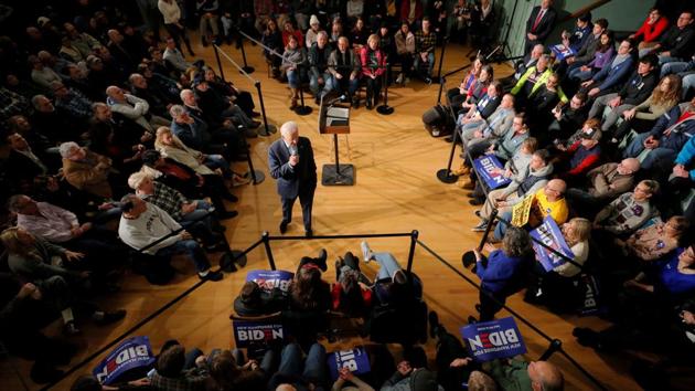 Democratic 2020 US presidential candidate and former US Vice President Joe Biden speaks during a campaign town hall meeting in Exeter, New Hampshire. (Brian Snyder / REUTERS) Democratic 2020 US presidential candidate and former US Vice President Joe Biden speaks during a campaign town hall meeting in Exeter, New Hampshire. (Brian Snyder / REUTERS)