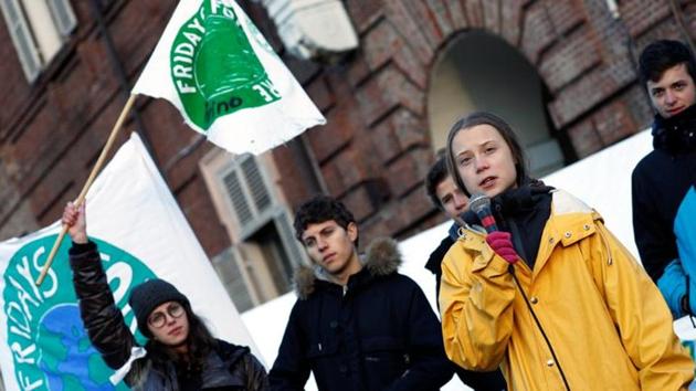 Climate change activist Greta Thunberg speaks during a Fridays for Future protest in  Italy. (REUTERS)